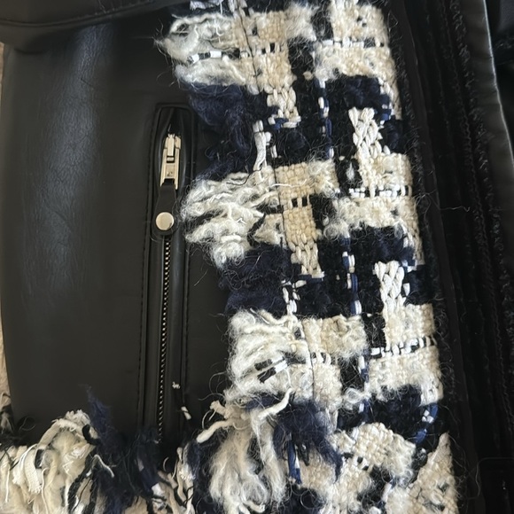 Alexander Wang Oversized Leather & Tweed Hybrid Jacket Size S - Picture 12 of 16